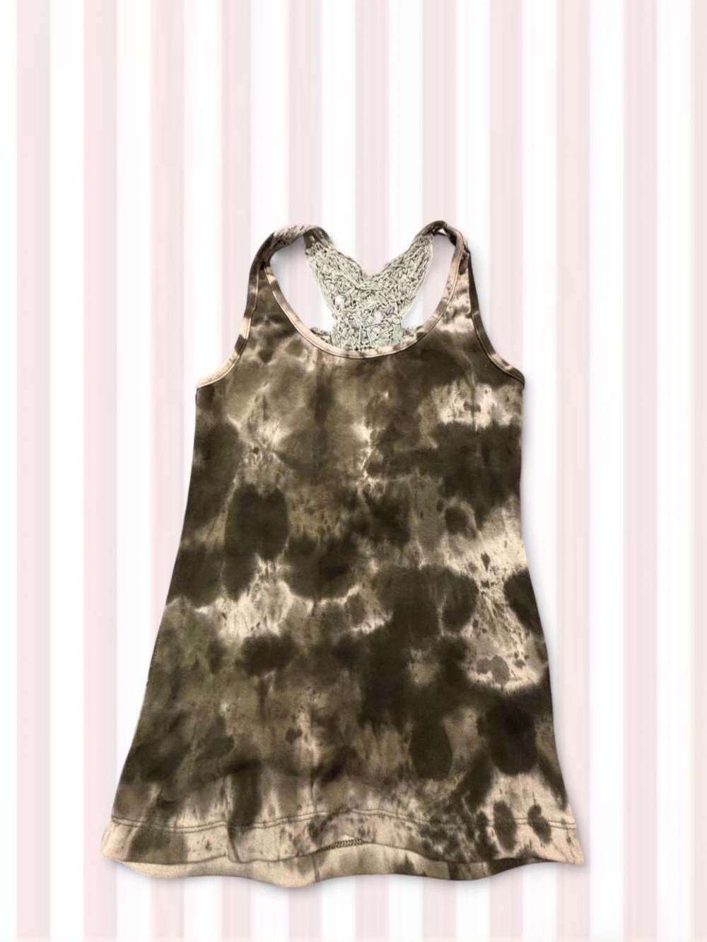 Yumi Kim Olive and Cream Tie-Dye Lace Racerback Tank
